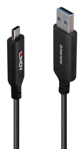 Lindy 25m USB 3.2 Gen 1 Type A to C Fibre Optic Hybrid Cable