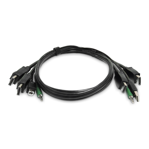 StarTech.com 6ft (1.8m) Dual-DisplayPort KVM Cable, USB 2.0, 3.5mm Audio, Universally Compatible Combo Cable for KVM Switches, TAA Compliant