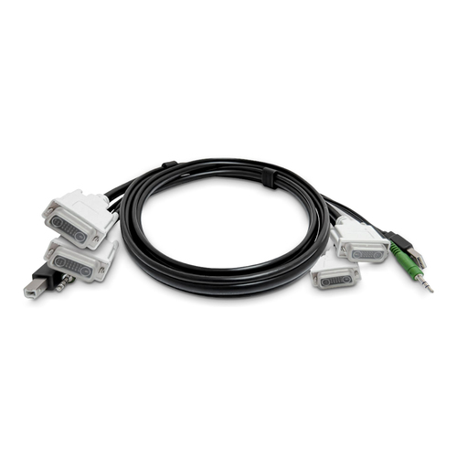 StarTech.com 10ft (3m) Dual-DVI KVM Cable, USB 2.0, 3.5mm Audio, Universally Compatible Combo Cable for KVM Switches, TAA Compliant