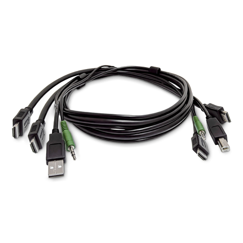 StarTech.com 6ft (1.8m) Dual-HDMI KVM Cable, USB 2.0, 3.5mm Audio, Universally Compatible Combo Cable for KVM Switches, TAA Compliant