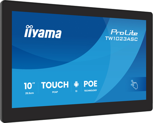 iiyama TW1023ASC-B3P Signage Display Kiosk design 25.6 cm (10.1") Wi-Fi 385 cd/m² WXGA Black Touchscreen Built-in processor Android 24/7