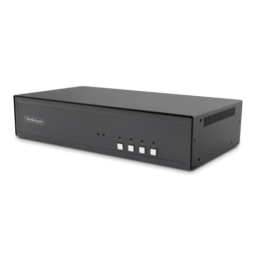 StarTech.com Secure 4-Port Dual-Monitor KVM Switch, DVI, NIAP 4.0 Desktop KVM for Keyboard / Mouse, Metal Housing, CAC Port, Made in the USA