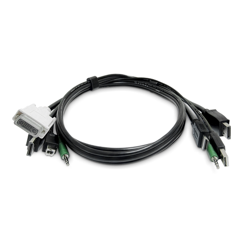 StarTech.com 6ft (1.8m) Dual-Display KVM Cable, HDMI and DisplayPort to DVI and DP, USB 2.0, 3.5mm, Universal Combo Cable for KVM Switches, TAA