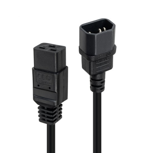 Lindy 1m C14 to C19 Mains Extension Cable, Black