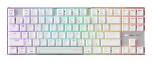 CHERRY MX 8.2 Pro TMR Wireless keyboard Gaming USB + RF Wireless + Bluetooth QWERTY US International Silver, White