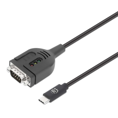 Manhattan USB-C to RS232 Serial Adapter, 1m, DB9 Male, Prolific PL2303GT Chip, Black, Three Year Warranty, Comparable to ICUSB232C (40cm)
