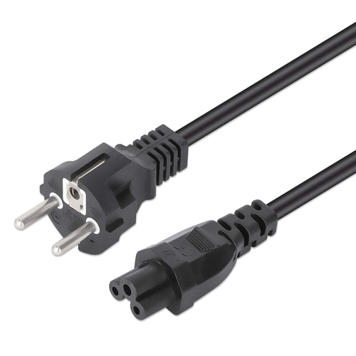 Manhattan Mains Power Cord/Cable, Euro 2-pin (CEE 7/4 Schuko) plug to C5 Female (cloverleaf/triangular), 3m, 2.5A, Lead, Lifetime Warranty