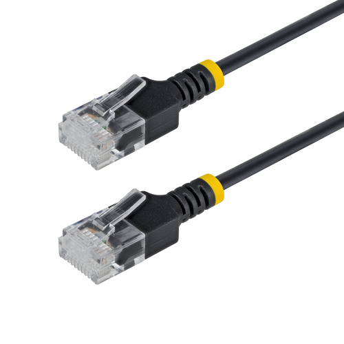 StarTech.com 1m Black Ultra Slim Cat6A Ethernet Cable, UTP, Pure Bare Copper Wire, 34AWG Slim RJ45 Network Patch Cord, Individually Tested