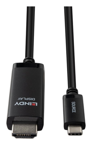 Lindy 43435 video cable adapter 3 m USB Type-C HDMI Black