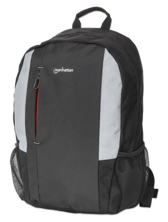 Manhattan York Backpack 16" Black/Grey, Padded Laptop Compartment, Large Front Pocket, Carry Handle, Two External Water Bottle Pockets