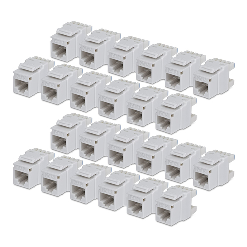 StarTech.com Cat6 Keystone Jack, 24-Pack RJ45 Ethernet Keystone Jacks, UTP Cat6 Wall Jack, 180-Degree 110 Punch Down, White