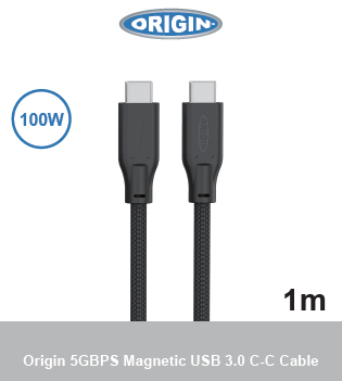 Origin Storage USB-C-C Magnetic cable 3.0 5Gbps 100W 20V 5A