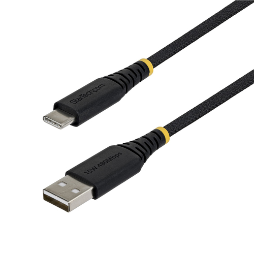 StarTech.com 30cm (1ft) USB-A to USB-C Fast Charging Cable, 15W 3A, Dual-Layer Braided Nylon/TPE Jacket, Durable USB-A to Type C Charger Cord, USB A to USB C Cable