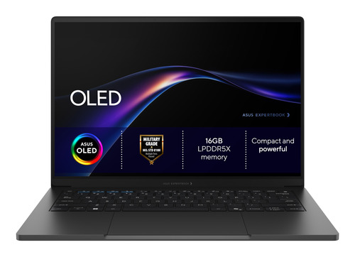 ASUS ExpertBook A7406CM-U9715X Intel Core 7 350 Laptop 35.6 cm (14") WQXGA+ 16 GB LPDDR5x-SDRAM 512 GB SSD Wi-Fi 6E (802.11ax) Windows 11 Pro Black QWERTY UK English