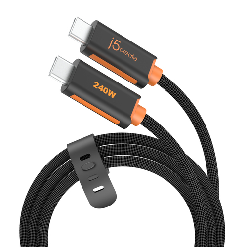 j5create JUCX26L20 USB-C® 240W Ultra Soft Double-Braided Fast Charging Cable (6.6 ft. / 200 cm)