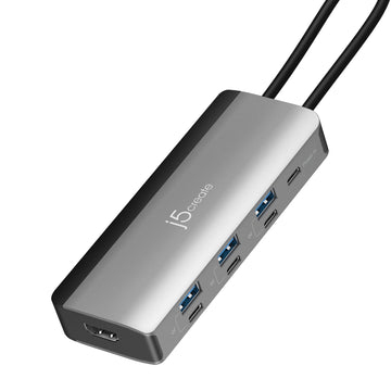 j5create JCD362 Flexible Ports USB-C® 4K144 HDMI™ Hub - Slim 8 in 1, Black/Grey