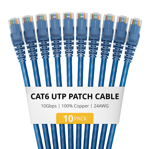 StarTech.com 5m Blue Cat6 Ethernet Cable, 10 Pack, Snagless, 100W PoE, UTP, 24AWG Pure Bare Copper Wire, RJ45 Network Patch Cord w/Strain Reliefs, Individually Tested