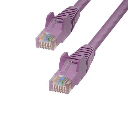 StarTech.com 50cm Purple Cat6 Ethernet Cable, Snagless, 100W PoE, UTP, 24AWG Pure Bare Copper Wire, RJ45 Network Patch Cord w/Strain Reliefs, Individually Tested