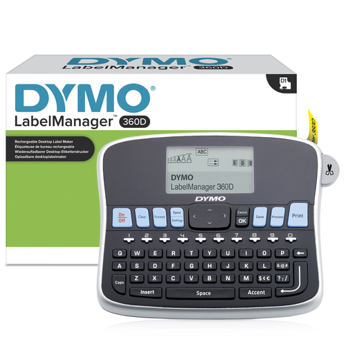 DYMO LabelManager Desktop Label Maker | 360D Rechargeable Hand-Held Label MakerEasy-to-UseOne-Touch Smart KeysQWERTY KeyboardLarge Displayfor Home & Office Organisation
