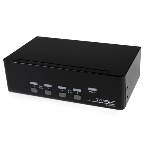StarTech.com 4 Port Dual DVI USB KVM Switch with Audio & USB 2.0 Hub - TAA
