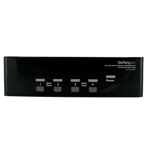 StarTech.com 4 Port DVI VGA Dual Monitor KVM Switch USB with Audio & USB 2.0 Hub - TAA
