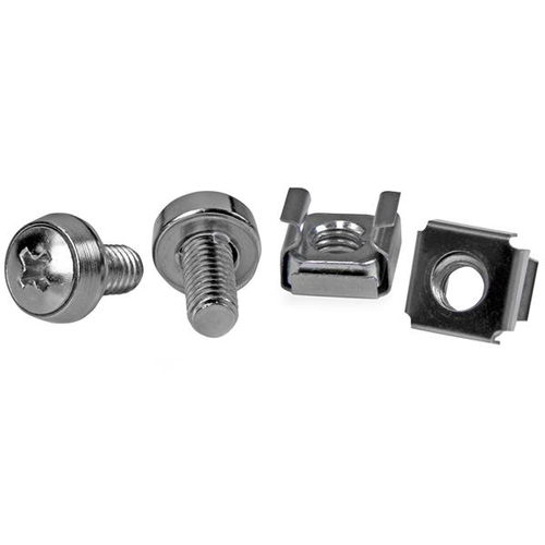 StarTech.com 50-Pack M6 12mm Screws, Square Hole Cage Nuts and Installation Tool, Hardware Mounting Kit for 19" or 10" Server Racks, Cabinets and Enclosures, Silver - TAA