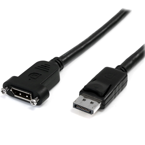 StarTech.com 3ft (91cm) Panel Mount DisplayPort Cable - 4K x 2K - DisplayPort 1.2 Extension Cable Male to Female - DP Video Extender Cord with Panel Mount DP Connector - DP Monitor Cable