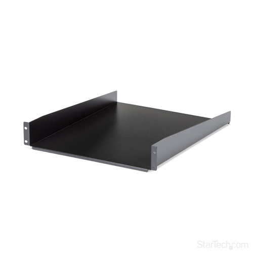 StarTech.com 2U Server Rack Shelf - Universal Rack Mount Cantilever Shelf for 19" Network Equipment Rack & Cabinet - Heavy Duty Steel – Weight Capacity 50lb/23kg - 22" Deep Tray, Black - TAA