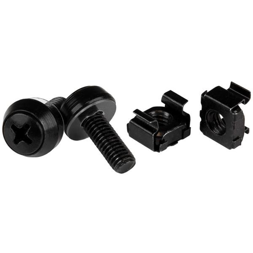 StarTech.com 100-Pack M6 12mm Screws, Square Hole Cage Nuts and Installation Tool, Hardware Mounting Kit for 19" or 10" Server Racks, Cabinets and Enclosures, Black - TAA