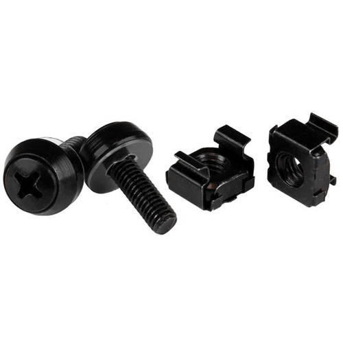 StarTech.com 100-Pack M5 12mm Screws, Square Hole Cage Nuts and Installation Tool, Hardware Mounting Kit for 19" or 10" Server Racks, Cabinets and Enclosures, Black - TAA