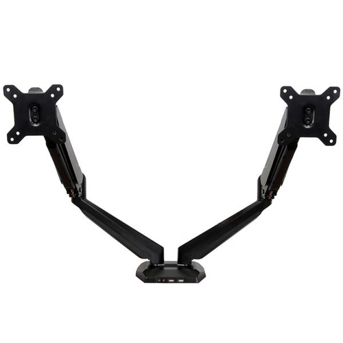 StarTech.com Desk Mount Dual Monitor Arm with USB & Audio, Desk Clamp VESA Mount for up to 32" (17.6lb/8kg) Displays, Ergonomic Full Motion Dual Monitor Arm - Black