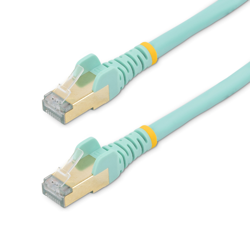 StarTech.com 2m CAT6a Ethernet Cable - 10 Gigabit Shielded Snagless RJ45 100W PoE Patch Cord - 10GbE STP Network Cable w/Strain Relief - Aqua Individually Tested/Wiring is UL Certified/TIA