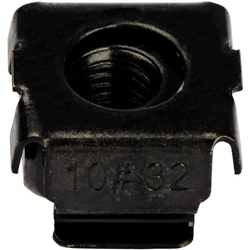 StarTech.com 50-Pack 10-32 Square Hole Cage Nuts and Installation Tool for 19" or 10" Server Racks, Cabinets and Enclosures, Black - TAA