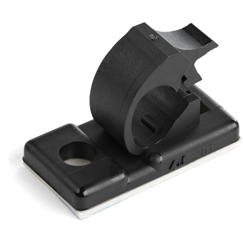 StarTech.com 100 Adhesive Cable Management Clips Black - Network/Ethernet/Office Desk/Computer Cord Organizer - Sticky Cable/Wire Holders - Nylon Self Adhesive Clamp UL/94V-2 Fire Rated - TAA