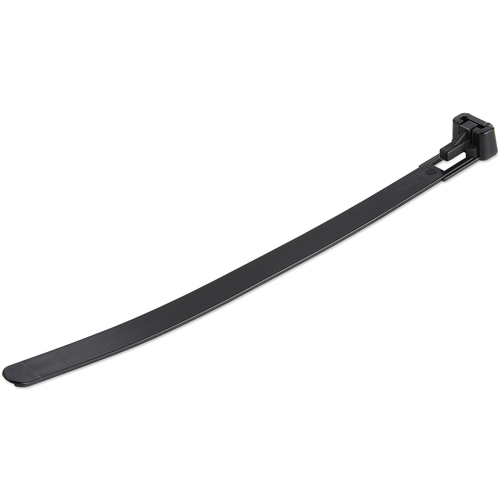 StarTech.com 6"(15cm) Reusable Cable Ties - 1/4"(7mm) wide, 1-3/8"(35mm) Bundle Dia. 50lb(22kg) Tensile Strength, Releasable Nylon Ties, Indoor/Outdoor, 94V-2/UL Listed, 100 Pack - Black - TAA