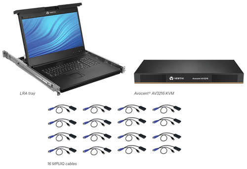 Vertiv Avocent LCD Local Rack Access Console, 16P KVM, 16 CABLES, USB KB-FRA